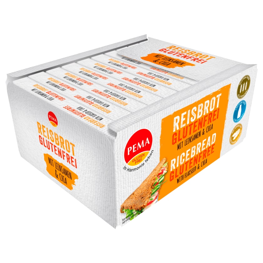 Pema Brotbox Reisbrot mit Leinsamen glutenfrei 500g